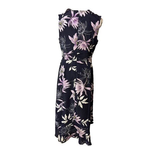 Vince Camuto Dress Purple 12 Flowy Floral V Neck Sleeveless Midi Washable - Picture 5 of 8
